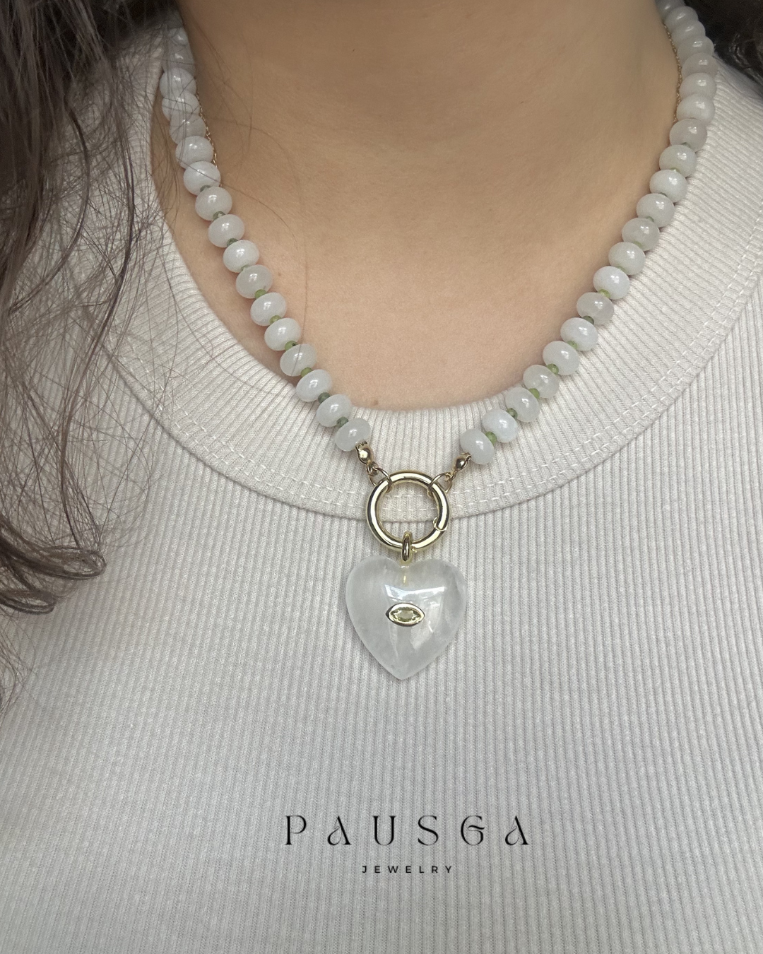 Natural Stone Heart Pendant