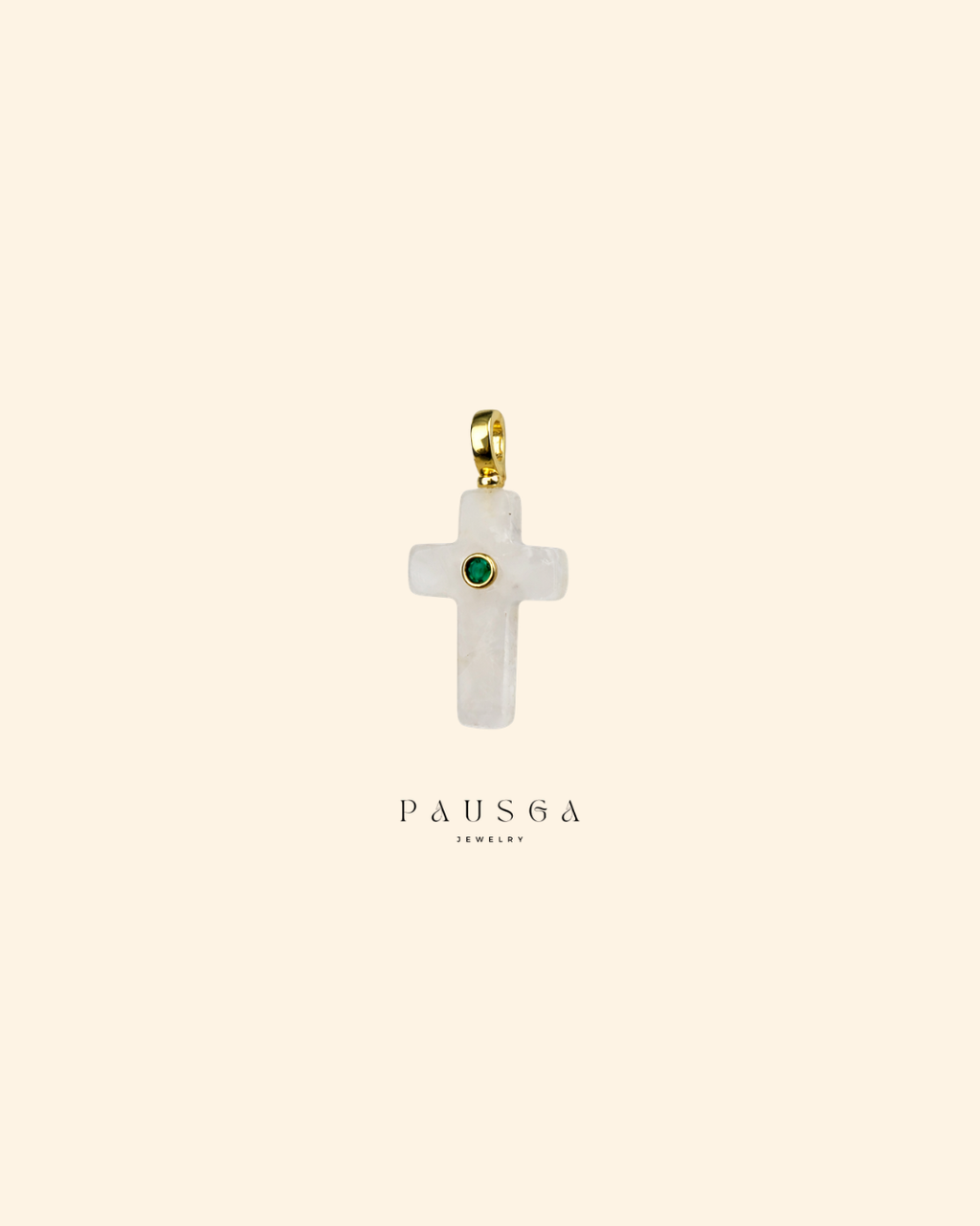 Natural Stone Cross Pendant