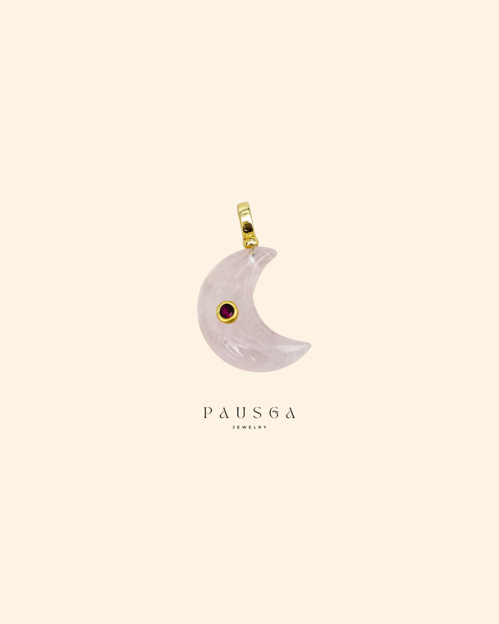 Carved Natural Stone Moon Pendant