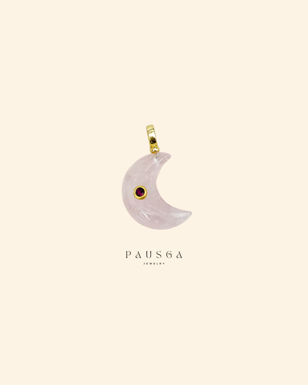 Carved Natural Stone Moon Pendant