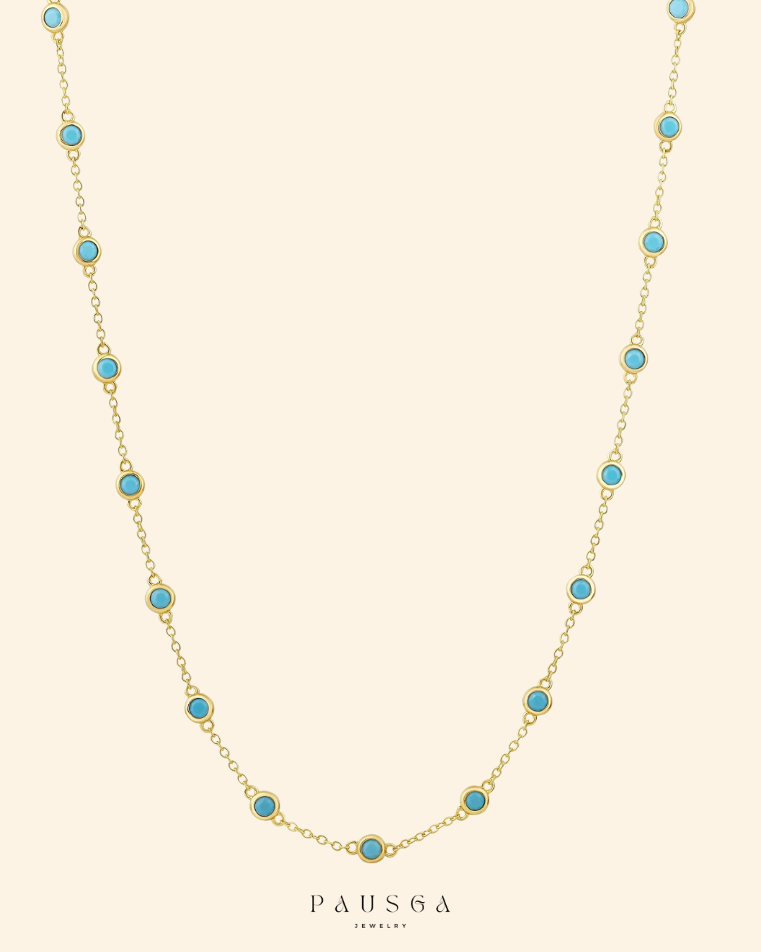 Turquoise Cz Station Necklace