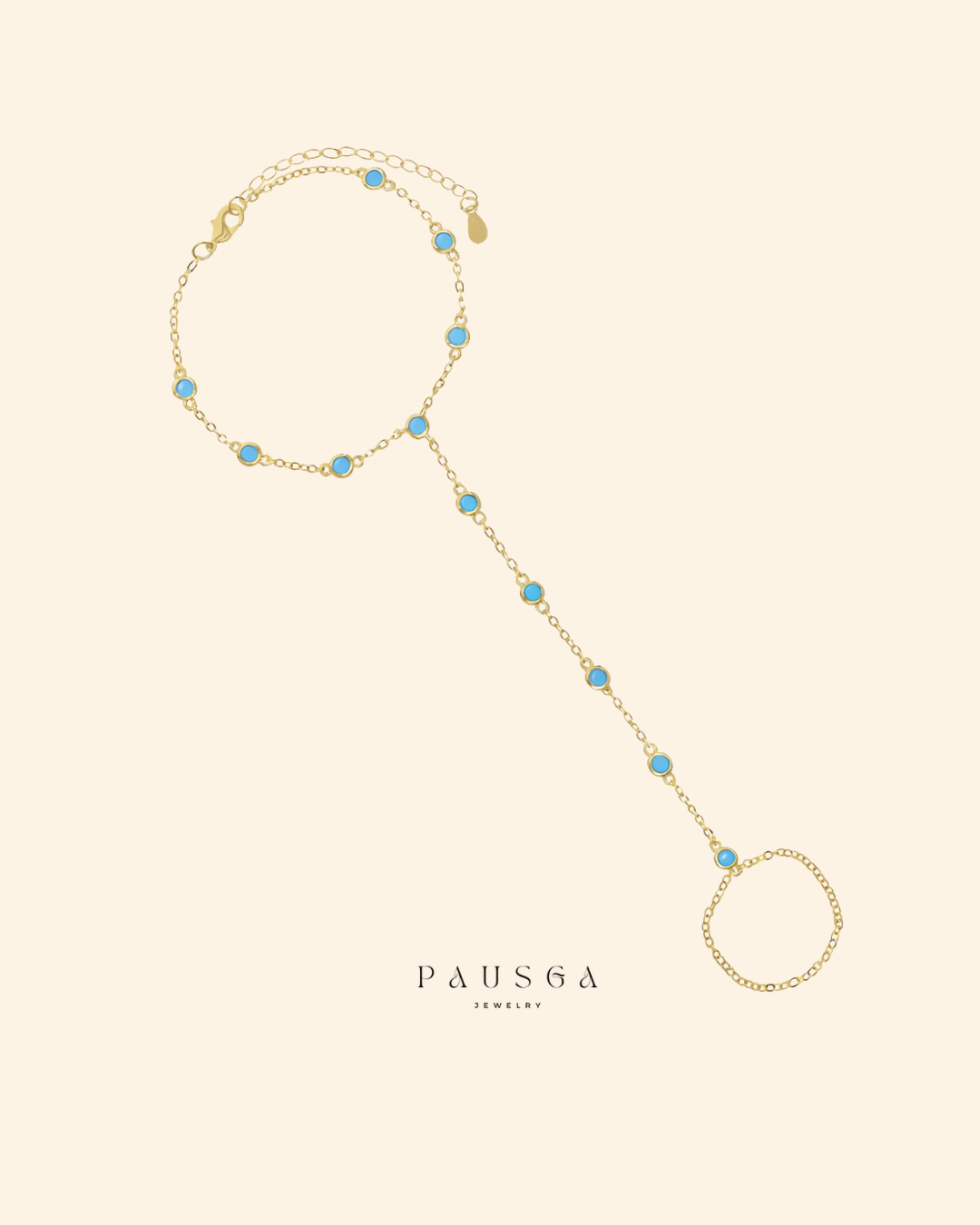 Turquoise Cz Station Hand Chain