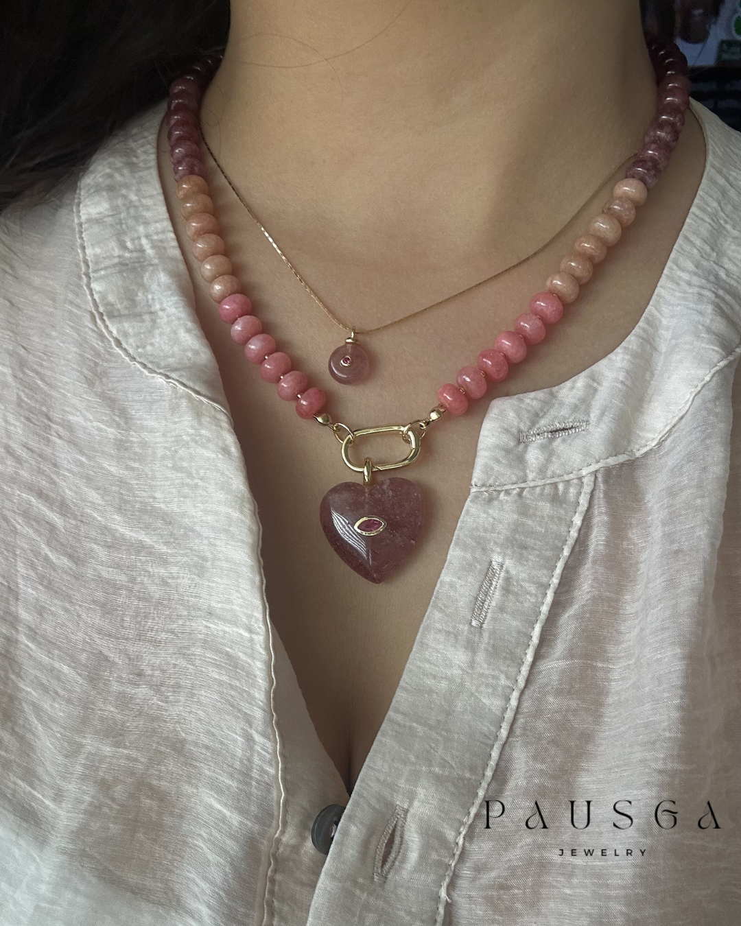 Natural Stone Heart Pendant